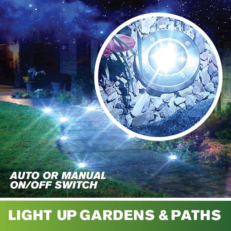 Bell Howell Bell+Howell Disk Lights Solar Weatherproof LED Outdoor, As Seen on TV 4 Pack - Image 5